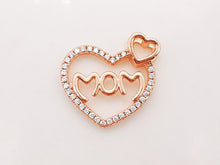 Load image into Gallery viewer, Cubic Love Mom Charm, 18K Gold Plated Micro CZ Pave Heart Pendant, Necklace Making Findings, 21x22mm, Jewelry Finding Gift for Mom S917