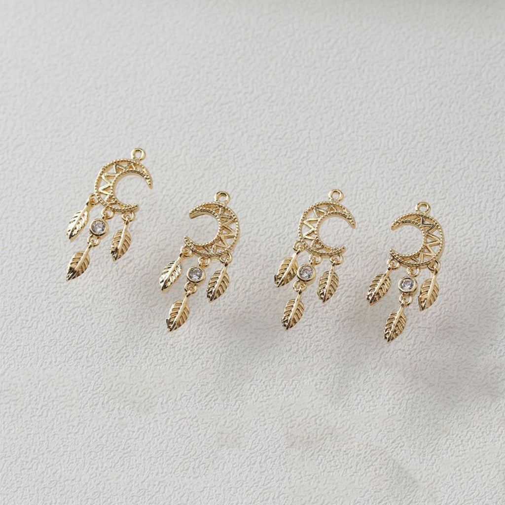 Pendientes de atrapasueños, chapados en oro y plata de 14 quilates, estilo bohemio, regalo para damas de honor, pendientes de atrapasueños con dijes colgantes GZ398