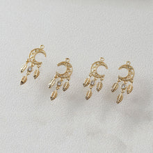 Cargar imagen en el visor de la galería, Pendientes de atrapasueños, chapados en oro y plata de 14 quilates, estilo bohemio, regalo para damas de honor, pendientes de atrapasueños con dijes colgantes GZ398