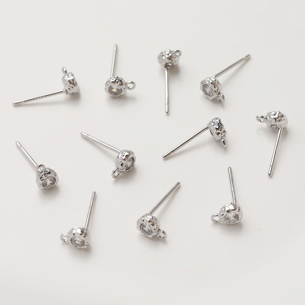 قرط دائري مطروق، دبوس من الفضة الاسترلينية 925، مرصع بأحجار الزركونيا المكعبة، أقراط خالية من النيكل، قرط أذن دائري غير منتظم الشكل مع حلقة JG074