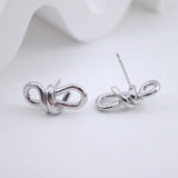 أقراط بعمود حلق معقود، عمود حلق فضي، مضاد للحساسية، نتائج الأقراط، لوازم صنع الأقراط يدويًا ZX239