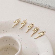 Load image into Gallery viewer, CZ Pave Wing Charm, 14K Gold Plated, Necklace Making Charm, Jewelry Findings GZ652