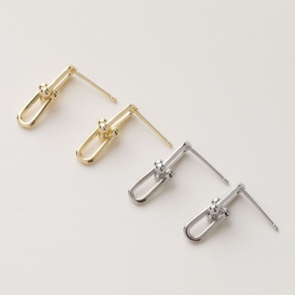 Gold Link Chain Earring Post, Chain Stud Earring Nickel Free, 14K Gold/Silver, S925 Silver Ear Pin, Hypoallergenic Earring Findings BB095