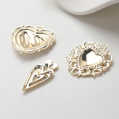 Shiny Heart Charms, 14K Gold Plated Love Pendant, Necklace Making Pendants, Jewelry Findings GZ738