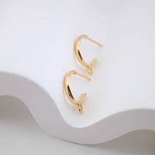 Load image into Gallery viewer, 10pcs C Shape Earrings Post With Loop, 20K Gold Plated, Nickel Free Earrings, Ear Stud Loop, Hypoallergenic Earring Findings  D0044