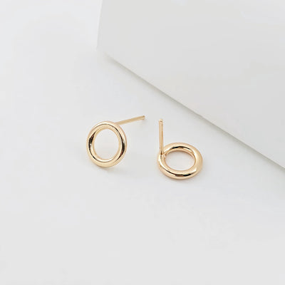10PCS Minimalist Circle Ear Post, S925 Silver Ear Pin Nickel Free, 9mm, 18K Gold Plated, Small Circle Stud Earring Finding ZX281