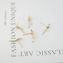 Load image into Gallery viewer, 4pcs Gold Knot Earring Post With Loop, S925 Silver Ear Pin, Nickel Free Earrings, 18K Ear Stud Loop, Tie The Knot Earring Findings ZX027