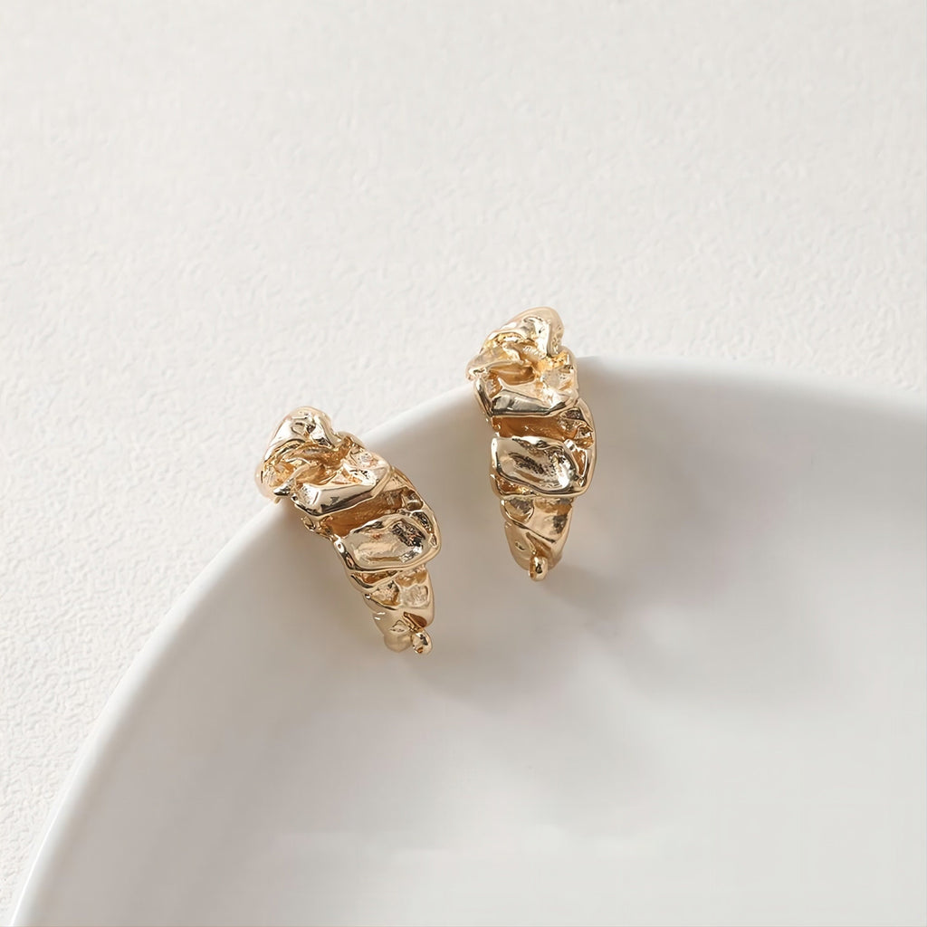 C Shape Irregular Earrings Post, 14K Gold, S925 Silver Ear Pin Nickel Free Earrings, Ear Stud Hypoallergenic Earring Findings GE077-D0014