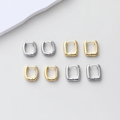 U Shape Earring Hoops, Gold Plated Huggie Hoops Earring, CZ Pave, Ear Hoops, DIY Earring  Finding, Handmade Earring Supplies S1401