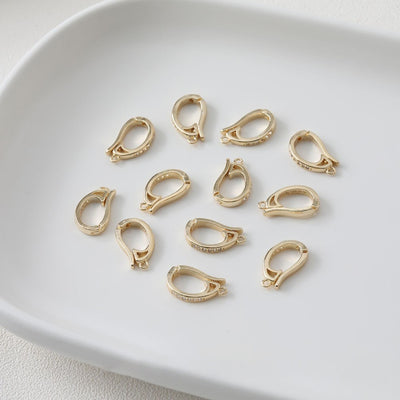 6pcs- 14K Gold Plated Pendant Top, CZ Pave Pendant Snap on Bails, Clasp Link Connector, 12mm,16mm, Jewelry Making ZZ065