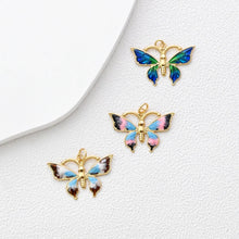 Load image into Gallery viewer, Dainty Big Enamel Butterfly Charms, 18K Gold Plated Enamel Butterfly Pendant, Necklace And Earring Making Charm, Jewelry Findings S1350