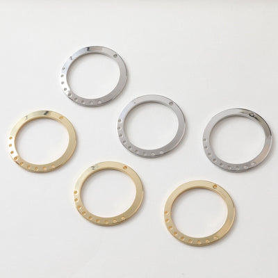 10pcs Circle Shaped Multi-hole Pendant, 14K Gold/ Silver Plated, 28mm, Earring Making Charm, Jewelry Findings JG009