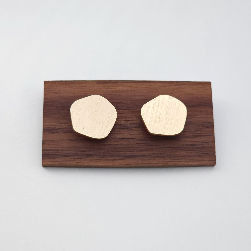 Abstract Geometry Gold Earring Post With Loop, Brushed Finish, Nickel Free Earrings, Hypoallergenic Earring Findings ZX184