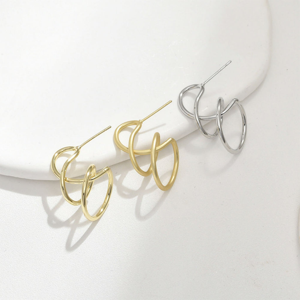 Wave Earring Post with Loop, 14K Gold/Silver, S925 Silver Pin Nickel Free Earrings, Wave Ear Stud with Loop LL189