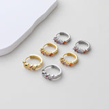 CZ Rainbow Leaf Ear Hoop, Gold Plated Huggie Hoop Earring, Leverback Earring, DIY Earring  Findings, Handmade Earring Supplies D0532-D0543