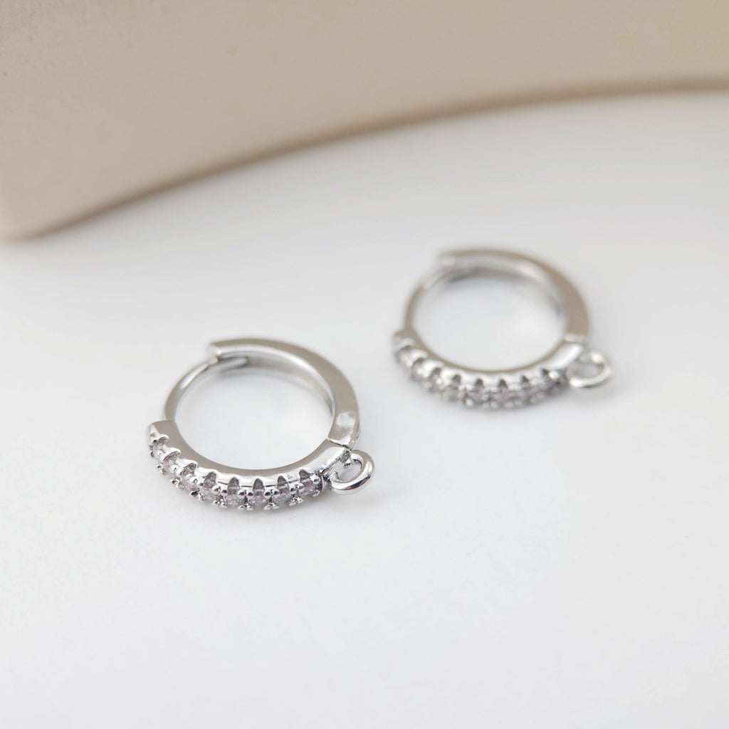 Cubic Zirconia Ear Hoops Multicolor Pave Crystal , 14.8*13.8mm, 18K Gold Plated Leverback Earrings, Huggie Hoops Earring D0156