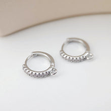 Load image into Gallery viewer, Cubic Zirconia Ear Hoops Multicolor Pave Crystal , 14.8*13.8mm, 18K Gold Plated Leverback Earrings, Huggie Hoops Earring D0156