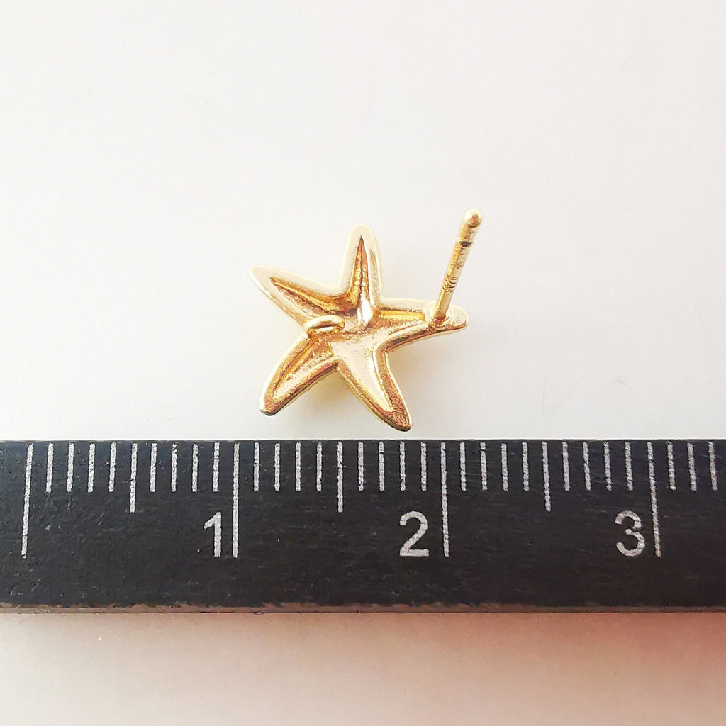 10pcs Gold Starfish Earring Post, S925 Silver Pin Nickel Free Earrings, Starfish Shape Ear Stud with Loop, Z099