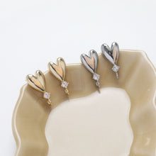 Load image into Gallery viewer, Gold Polished love heart CZ Earring Post,  14K Gold Nickel Free Earrings, S925 Silver Ear Pins, 20mm, Heart Shape Ear Stud with Loop bb137