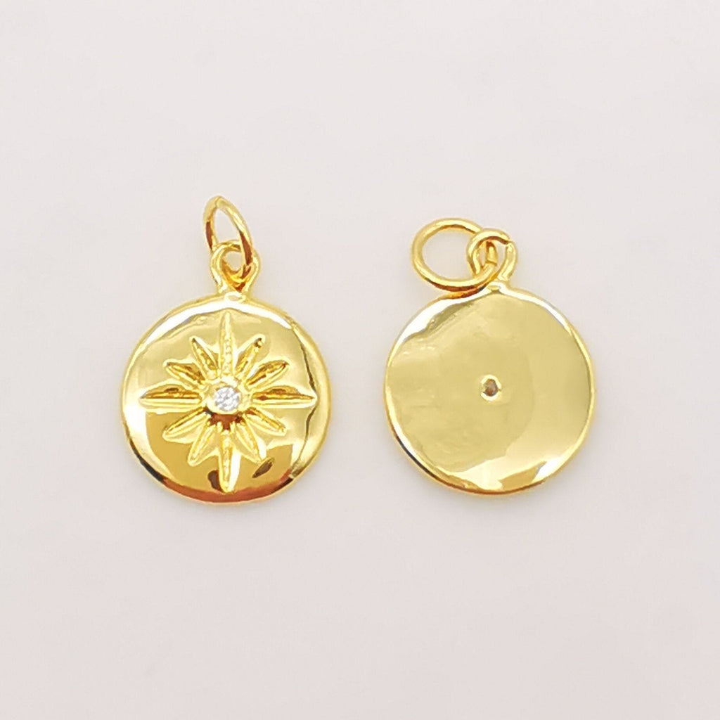 2 dijes de estrella de 12 mm, con pavé de circonita cúbica redonda, chapados en oro de 18 quilates, para collares, accesorios de joyería S724