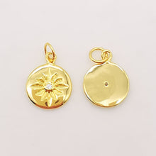 Cargar imagen en el visor de la galería, 2 dijes de estrella de 12 mm, con pavé de circonita cúbica redonda, chapados en oro de 18 quilates, para collares, accesorios de joyería S724