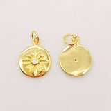 2 dijes de estrella de 12 mm, con pavé de circonita cúbica redonda, chapados en oro de 18 quilates, para collares, accesorios de joyería S724