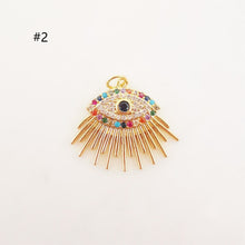 Load image into Gallery viewer, Cubic Evil Eye Charm, 18K Gold Plated Micro CZ Pave Eye Collection Pendant Necklace Making Charm, Jewelry Findings S20224