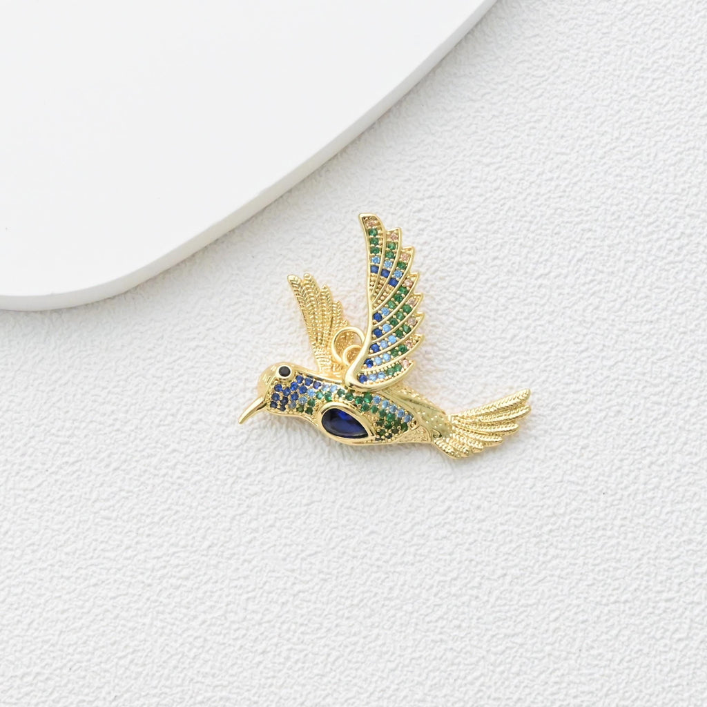 Bird Charms, 18K Gold Plated Cubic Micro Pave Eagle Pendant, 17.5*18mm, Necklace Making Charms, Jewelry Findings S1362