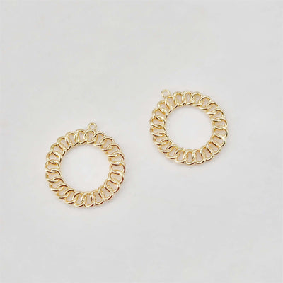 10pcs Circle Shaped Pendant, 14K Gold Plated, 27.7*25mm, Earring Making Charm, Jewelry Findings ZX155