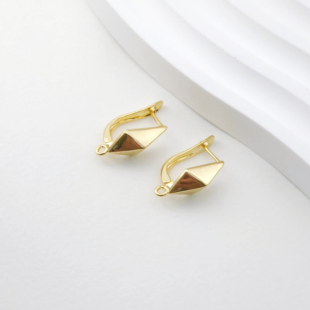 Rhombus English lock with loop, Gold/Rhodium Plated Earring hoop, Hypoallergenic & Nickel-Free，DIY Handmade Earring Findings Supplies D0089