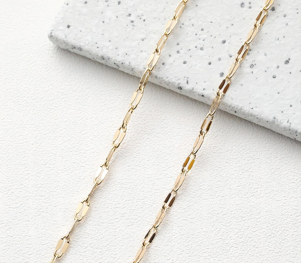 14K Gold Sequin Chain, 3.5mm in Flat, Necklace Link Chain, Unfinished Chain, Hypoallergenic, Necklace Making Findings GT011