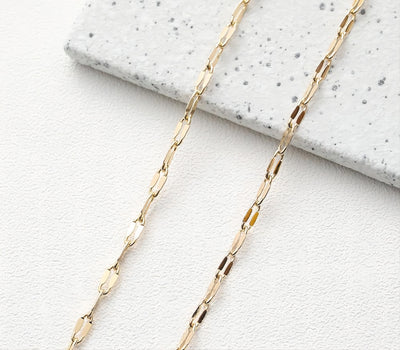 14K Gold Sequin Chain, 3.5mm in Flat, Necklace Link Chain, Unfinished Chain, Hypoallergenic, Necklace Making Findings GT011