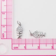 Load image into Gallery viewer, Dainty Cubic Fishbone Charms, 18K Gold Plated Micro CZ Pave Charms, 5x11mm, Fish Bone Pendant,  Necklace charms, Jewelry Findings S789