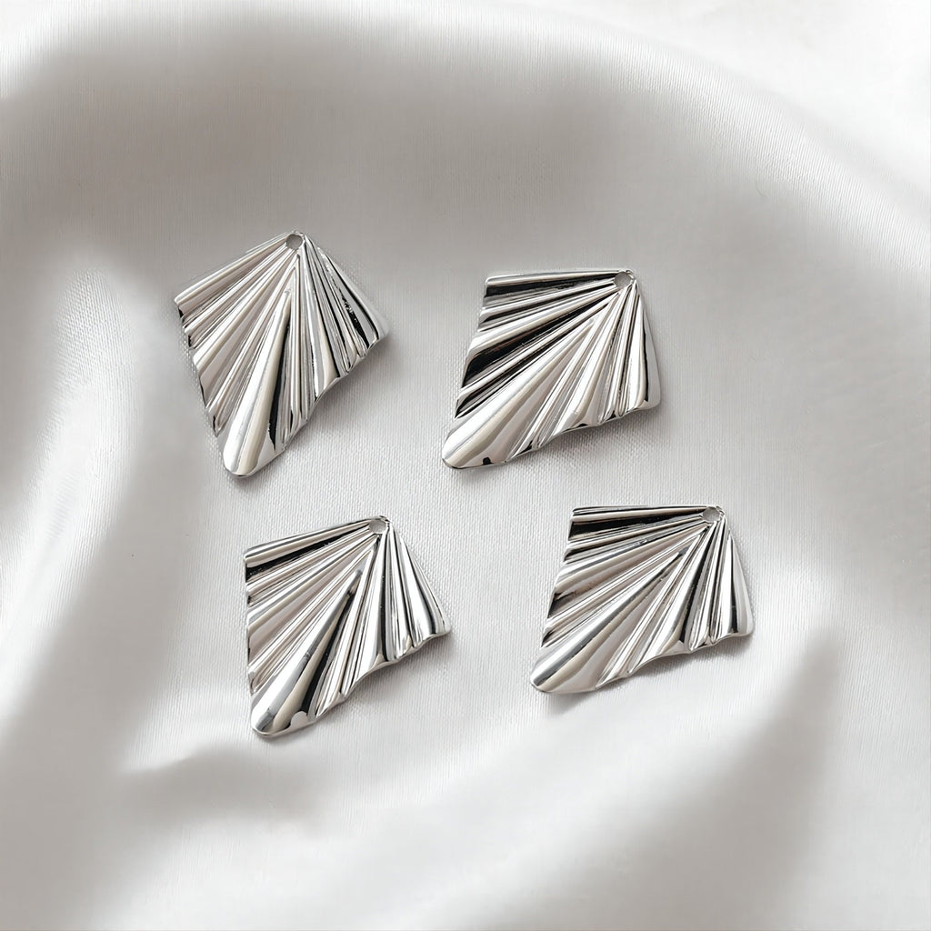 Rhombus Shaped Ruffled Textured Pendant, Charm, 14K Gold/Silver Plated, Jewelry Making Findings JH014