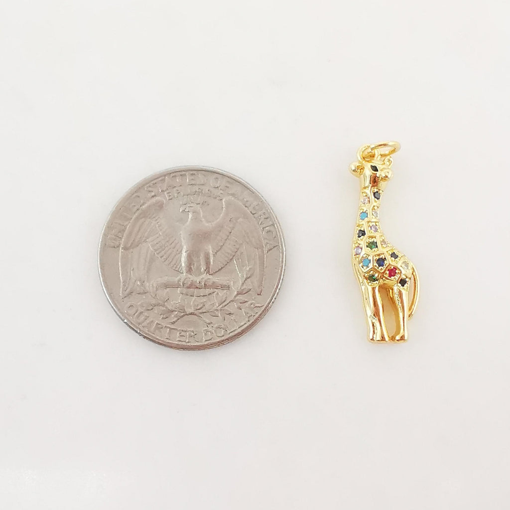 Giraffe Pendant, Unicorn Pendant, 18K Gold Plated Animal Charm, Multicolor Pave CZ, Bracelet Necklace Making Charm, Jewelry Findings