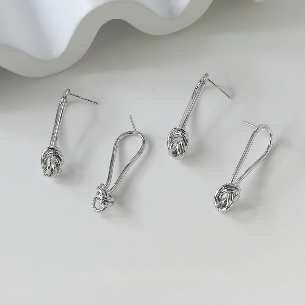 Pendiente de nudo dorado, pasador de plata S925, pendientes sin níquel, pendiente de botón de 18 quilates, accesorios para pendientes con nudo GE037