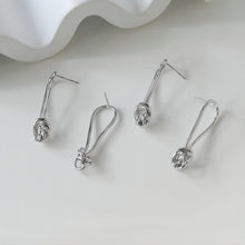 Cargar imagen en el visor de la galería, Pendiente de nudo dorado, pasador de plata S925, pendientes sin níquel, pendiente de botón de 18 quilates, accesorios para pendientes con nudo GE037
