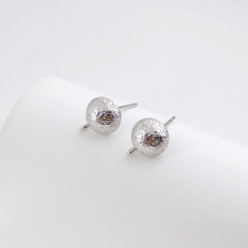 Pendientes de botón redondos con aro en oro de 14 quilates, superficie esmerilada, sin níquel, broche de plata S925, accesorios hipoalergénicos ZX317