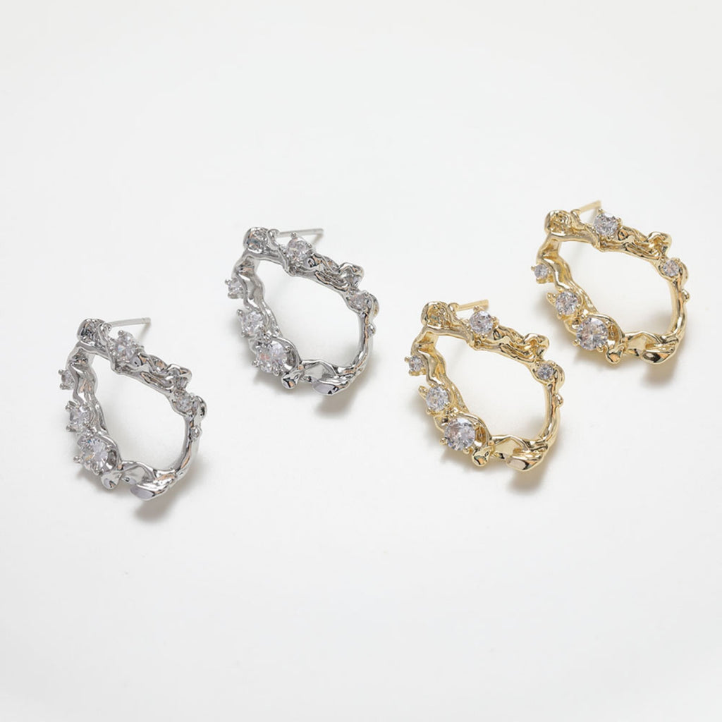 Irregular Niche Ear Post With Loop, S925 Silver Ear Pin Nickel Free Earrings, Gold/Silver Ear Stud, Hypoallergenic Earring Findings BB016