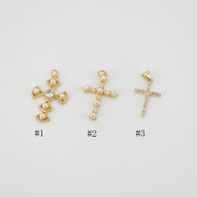 Load image into Gallery viewer, Cross Charms, CZ Pave Cross Pendant, Multiple Cross Styles, 18K Gold Plated Brass, Necklace Making Charms, Jewelry Findings S20736