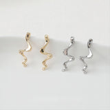 Wave Earring Post with Loop, 14K Gold/Silver, S925 Silver Pin Nickel Free Earrings, Wave Ear Stud with Loop GE009-D0487