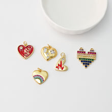 Load image into Gallery viewer, Heart Pendant, Cubic Pave Charm, 18K Gold Plated, Love Pendant, Necklace Making Pendants, Jewelry Findings