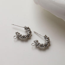 Load image into Gallery viewer, C Shape Earrings Post With Loop, 14K Gold/Silver Plated, S925 Silver Ear Pin Nickel Free Earrings, Twist Wrap, Earring Findings GZ725