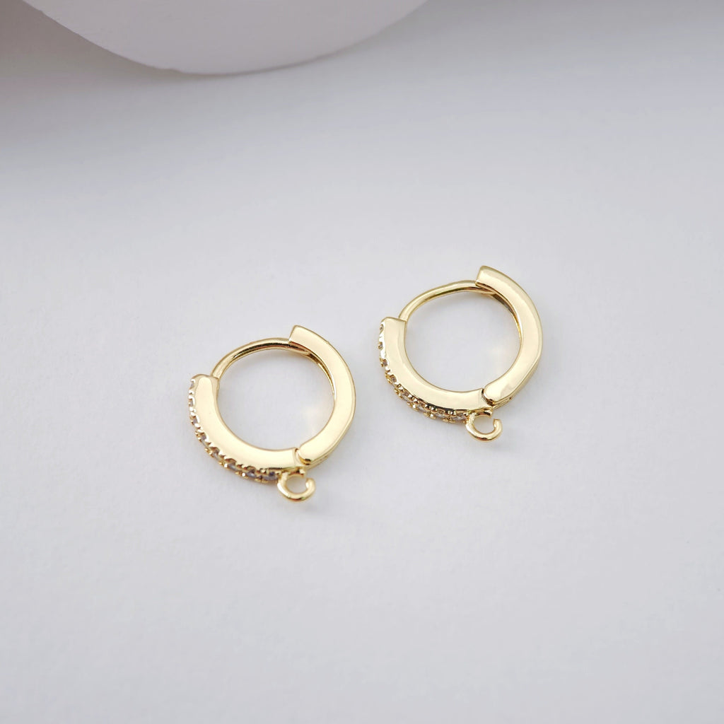 أقراط دائرية مرصعة بأحجار الزركونيا المكعبة، أقراط دائرية مطلية بالذهب مع حلقة، نتائج أقراط دائرية من صنعك، لوازم أقراط يدوية الصنع D0109