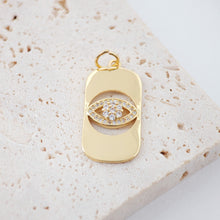 Load image into Gallery viewer, Gold Evil Eye Card Charms, Enamel Eye Pendant, 18K Gold Plated Brass, Necklace Making Charms, Jewelry Findings S20553