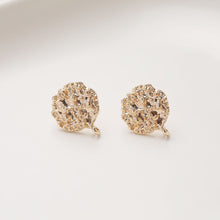 Load image into Gallery viewer, Round Lava Ear Post With Loop, S925 Silver Ear Pin Nickel Free Earrings, Gold/Silver Ear Stud, Hypoallergenic Earring Findings JG004