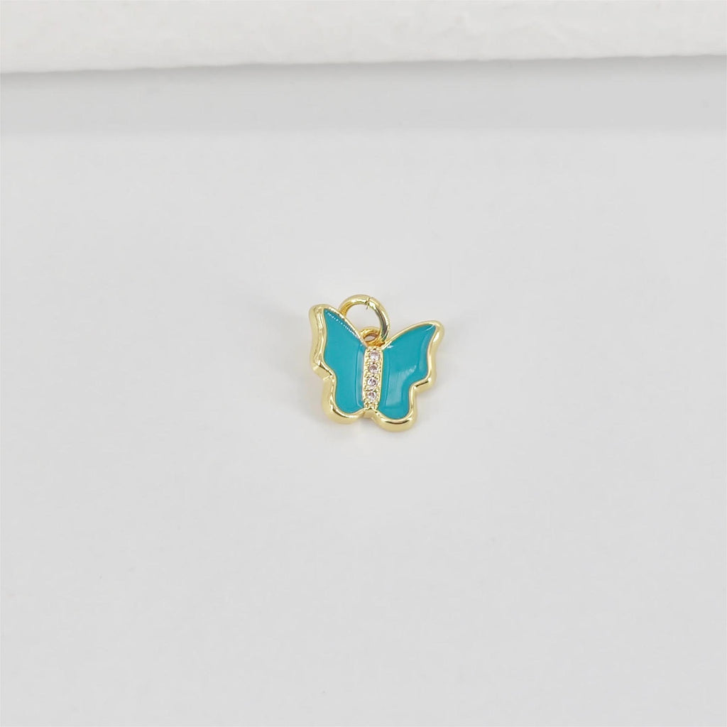 Enamel Butterfly Dangle Pendants, 18K Gold Plated Enamel Butterfly Pendant, Earring Making Charm, Jewelry Findings S20787