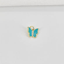 Load image into Gallery viewer, Enamel Butterfly Dangle Pendants, 18K Gold Plated Enamel Butterfly Pendant, Earring Making Charm, Jewelry Findings S20787