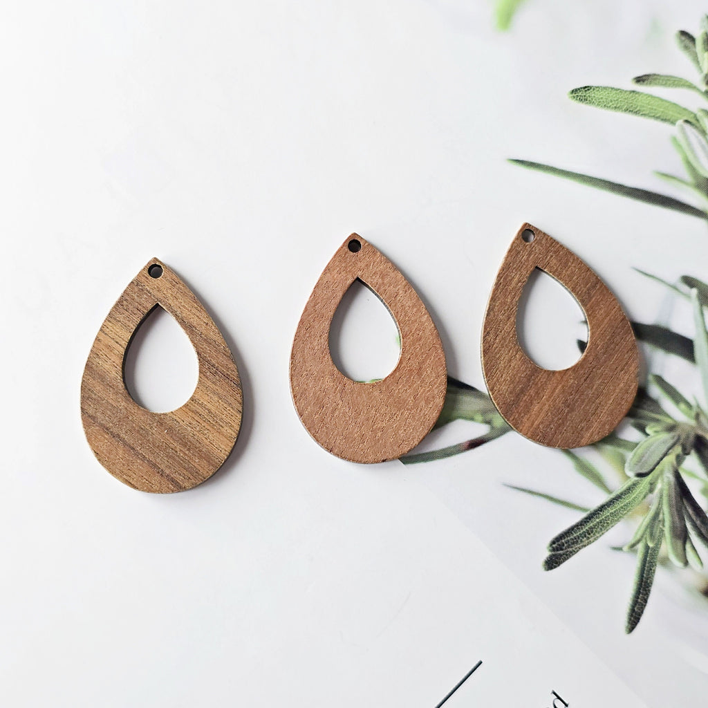 Teardrop Wood Charms, Drop Wooden Pendant, Reclaimed Walnut Wood, Geometric Statement Wood Earrings Diy Ideas JT958