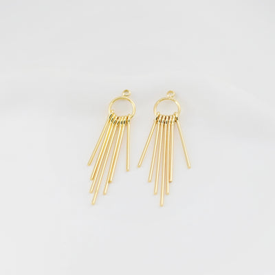 Gold Tassel Pendant with Long Bar, 18K Gold Plated Earring Tassel Pendant, Earring Findings ZX357